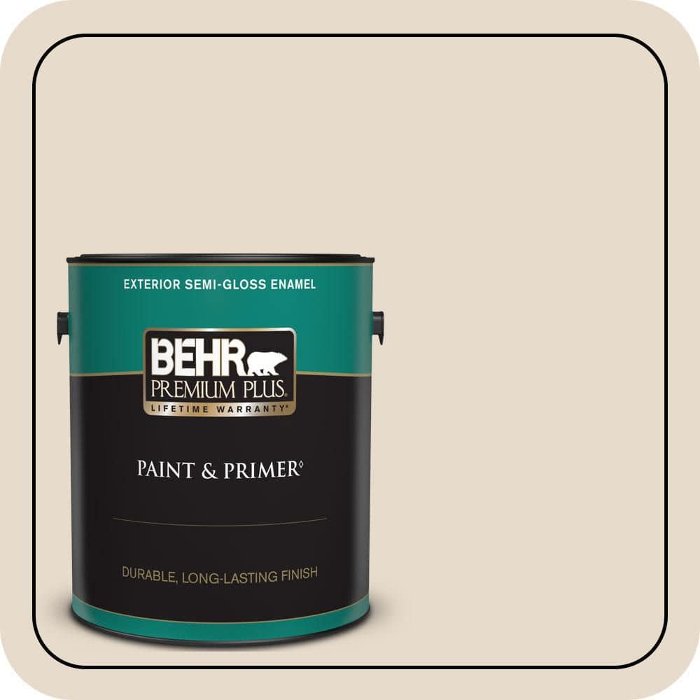 BEHR PREMIUM PLUS 1 gal. #N240-1 Cascade Beige Semi-Gloss Enamel Exterior Paint & Primer