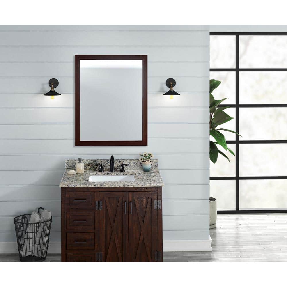 TILE & TOP 31 in. W 22 in. D Granite Vanity Top Santa Cecilia Light with White Rectangular Single Sink (2)