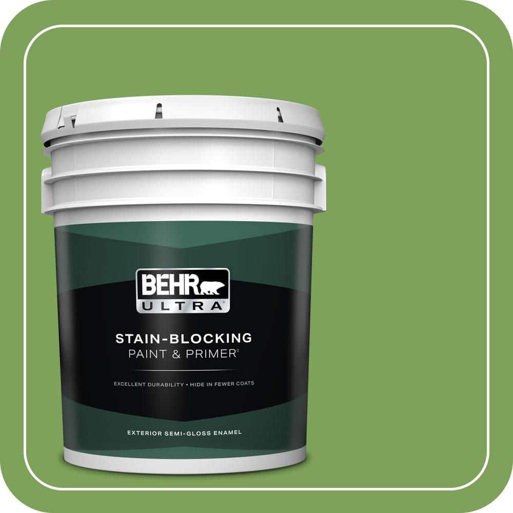 BEHR ULTRA 5 gal. #P380-6 Springview Green Semi-Gloss Enamel Exterior Paint & Primer