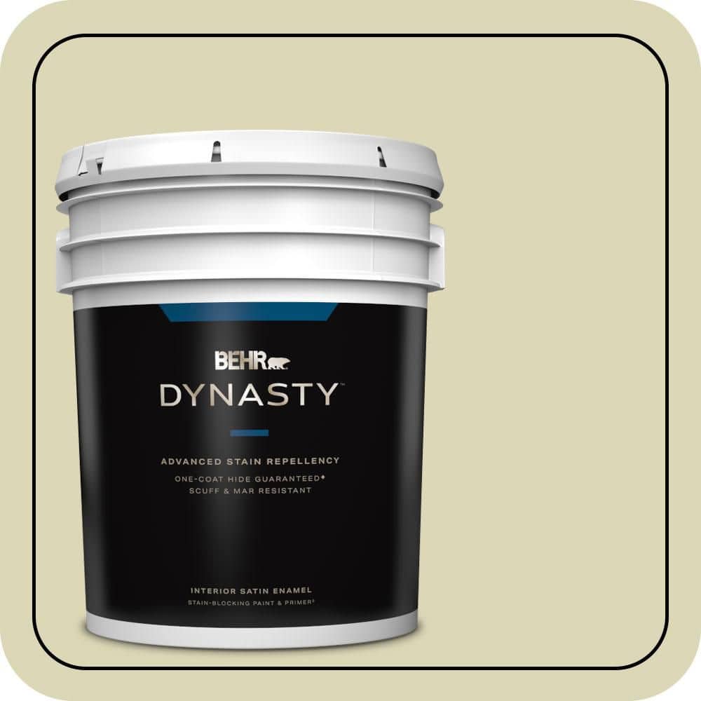 BEHR DYNASTY 5 gal. #MQ3-14 Springday One-Coat Hide Satin Enamel Interior Stain-Blocking Paint & Primer