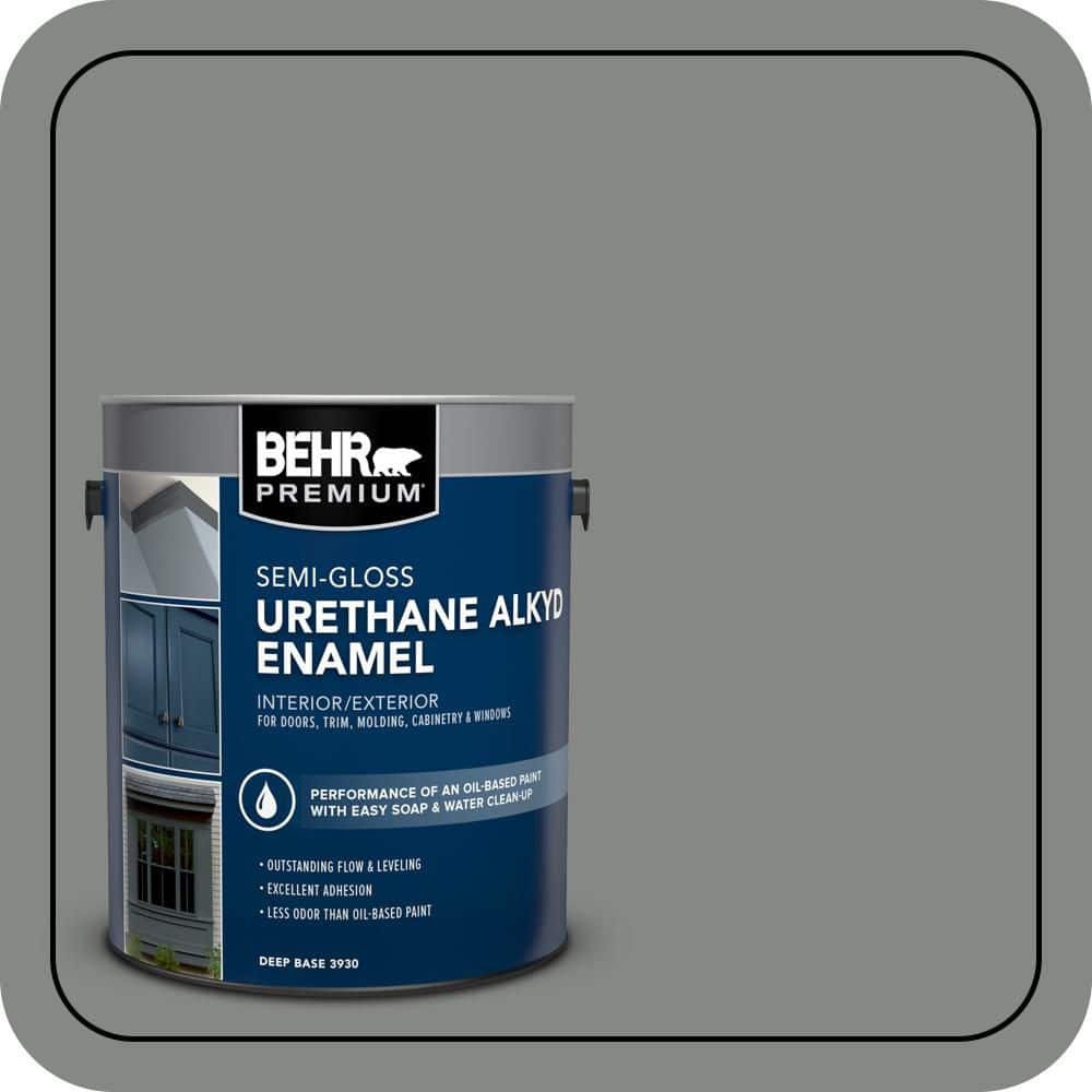 BEHR PREMIUM 1 gal. #PPU25-17 Euro Gray Urethane Alkyd Semi-Gloss Enamel Interior/Exterior Paint (1)
