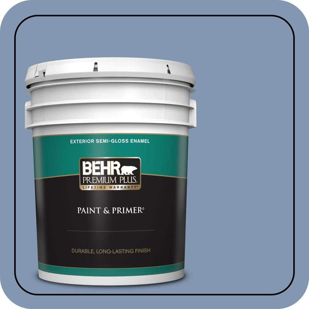 BEHR PREMIUM PLUS 5 gal. #S530-4 Jet Set Semi-Gloss Enamel Exterior Paint & Primer