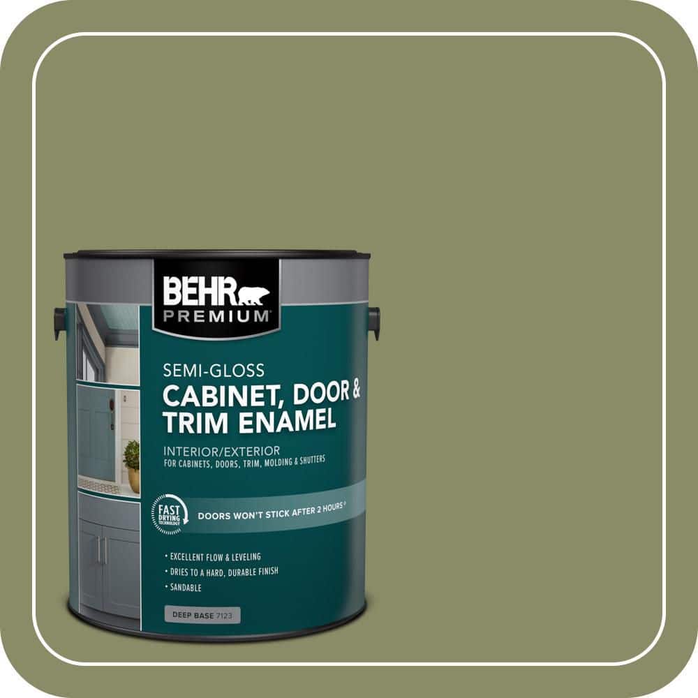 BEHR PREMIUM 1 gal. #S370-5 Pesto Paste Semi-Gloss Enamel Interior/Exterior Cabinet, Door & Trim Paint (1)