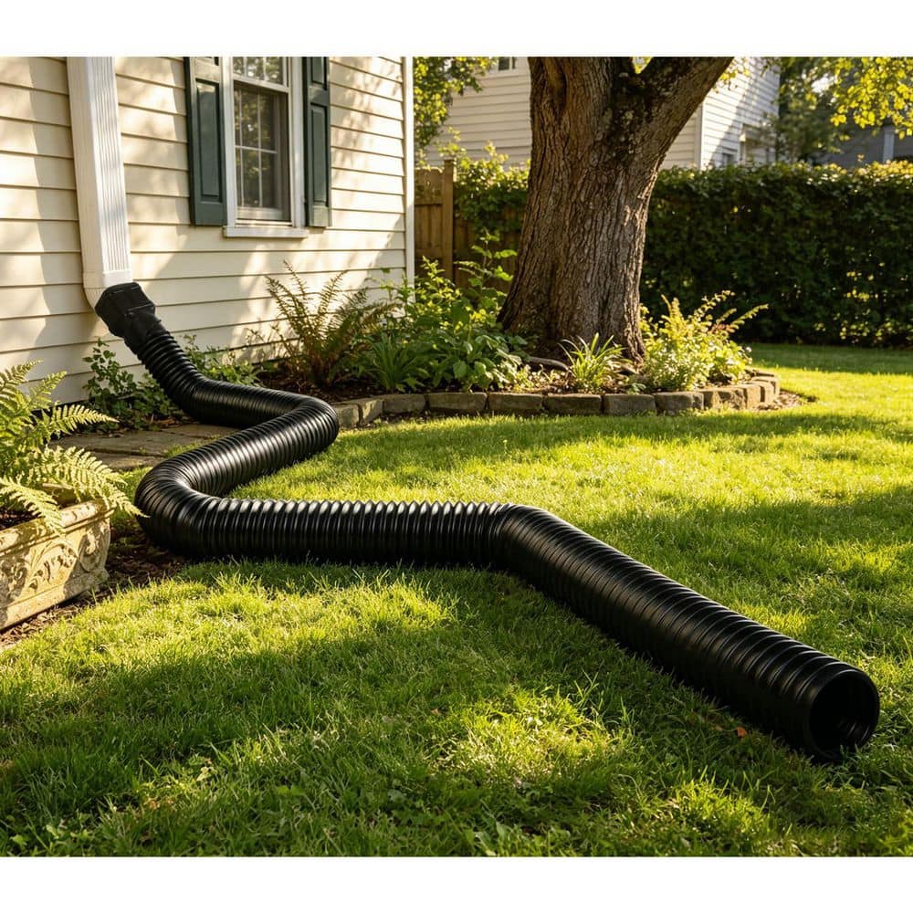 Helhom 2 Pack 2.6 in. x 7 ft. Gutter Downspout Extensions, Black 3.1 in. Od Flexible Corrugated Drain Pipe Downspout Extender (3)