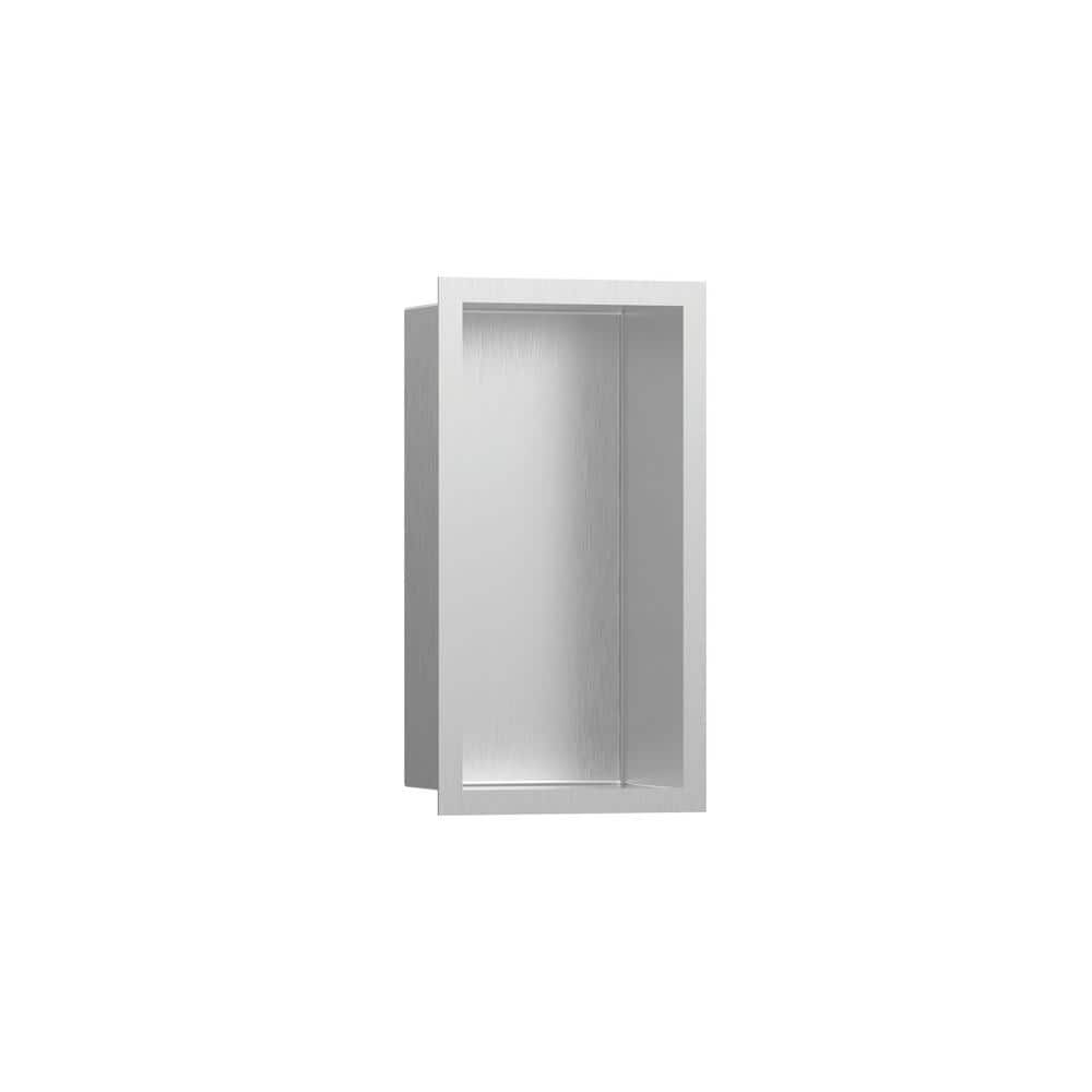Hansgrohe XtraStoris Individual 9 in. W x 15 in. H x 4 in. D Stainless Steel Shower Niche in Brushed Stainless Steel (1)