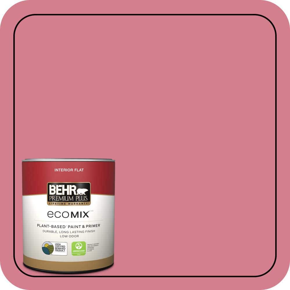 BEHR PREMIUM PLUS 1 qt. #P140-4 I Pink I Can Flat EcoMix Plant-Based Interior Paint & Primer (1)
