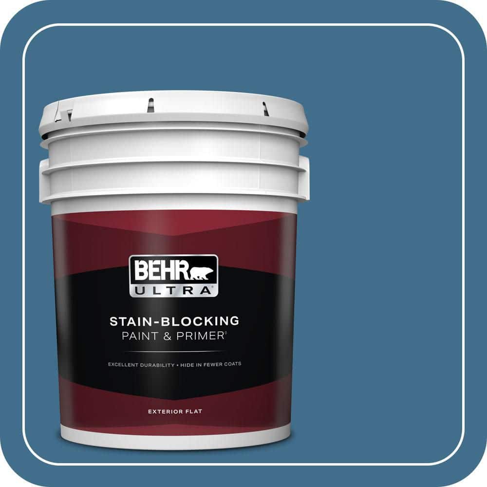 BEHR ULTRA 5 gal. #M500-5 Sojourn Blue Flat Exterior Paint & Primer