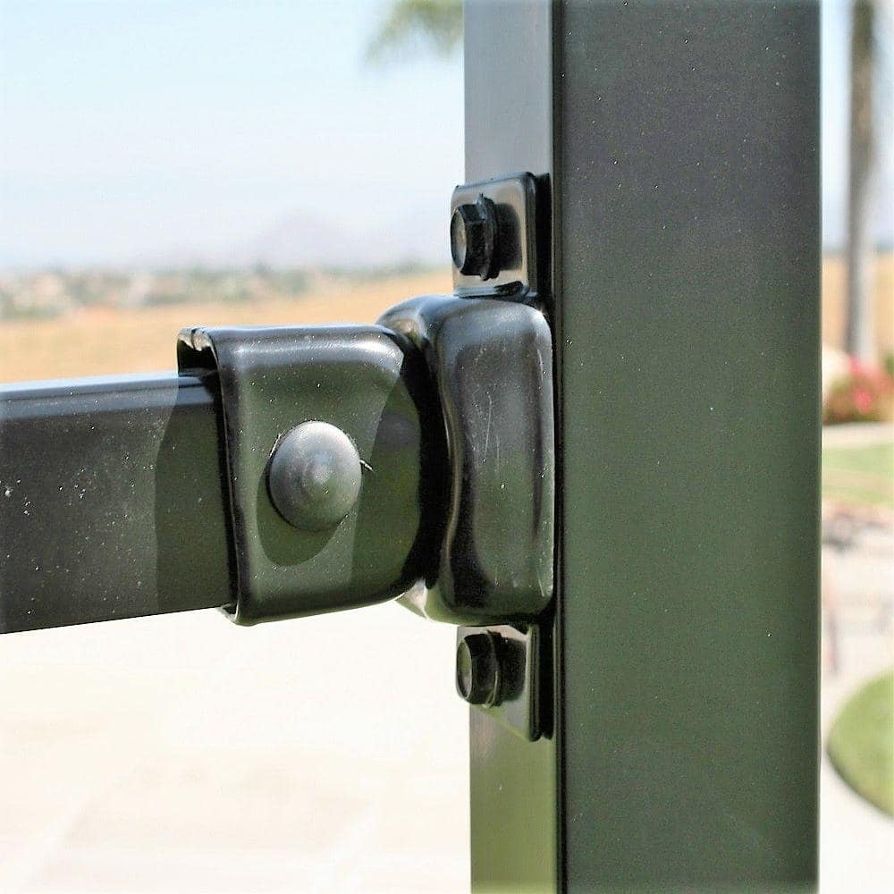 US Door and Fence Pro Series 1.75 in. x 3.25 in. Black Powder-Coated Steel Fence Swivel Mounting Bracket (2-Pack) (2)