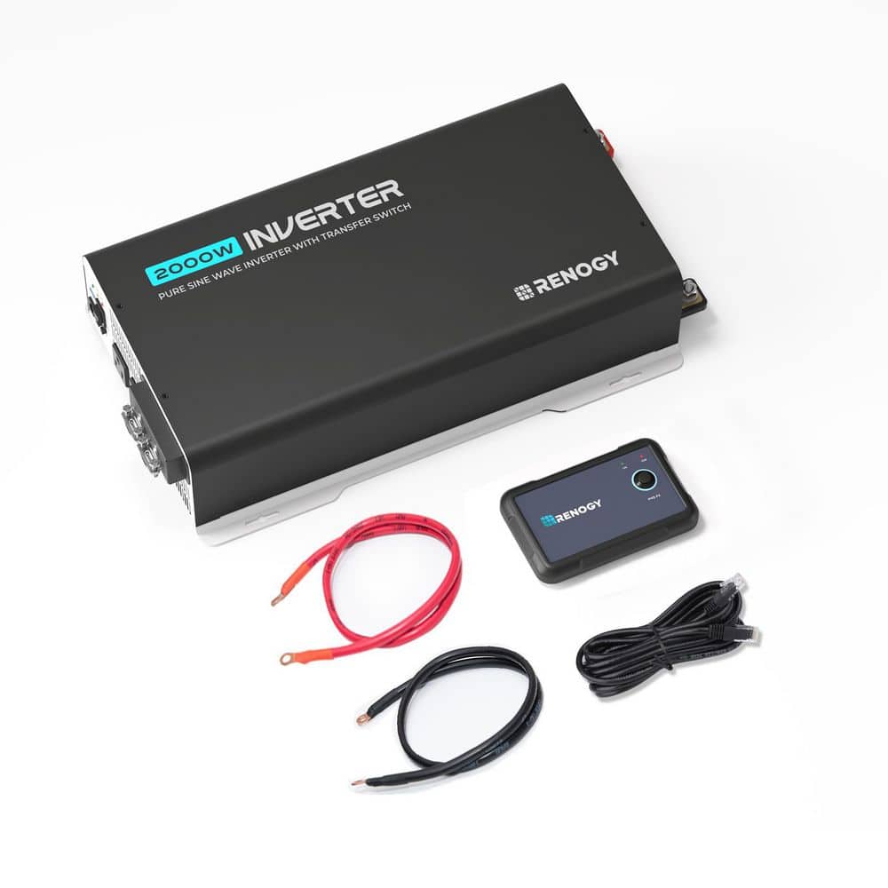 Renogy 2000-Watt 12V to 120V Pure Sine Wave Inverter Solar Power Converter w/ UPS, Built-in Bluetooth for Li, AGM, GEL, SLD (1)