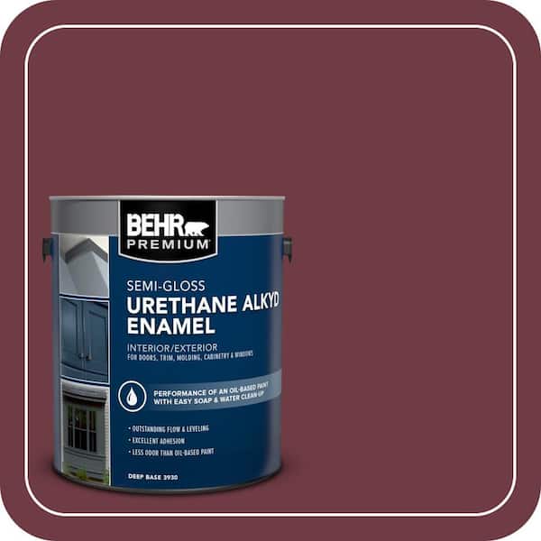 BEHR PREMIUM 1 gal. #BXC-90 Wild Cranberry Urethane Alkyd Semi-Gloss Enamel Interior/Exterior Paint (2)