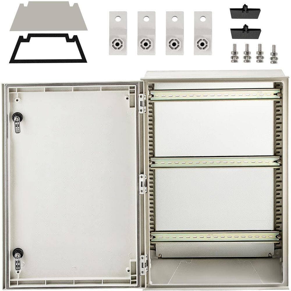 SKYSHALO IP66 Waterproof and Dustproof NEMA 4X Fiberglass Electrical Box 24 x 16 x 9 in. NEMA Steel Enclosure, w/Mounting Plate (1)
