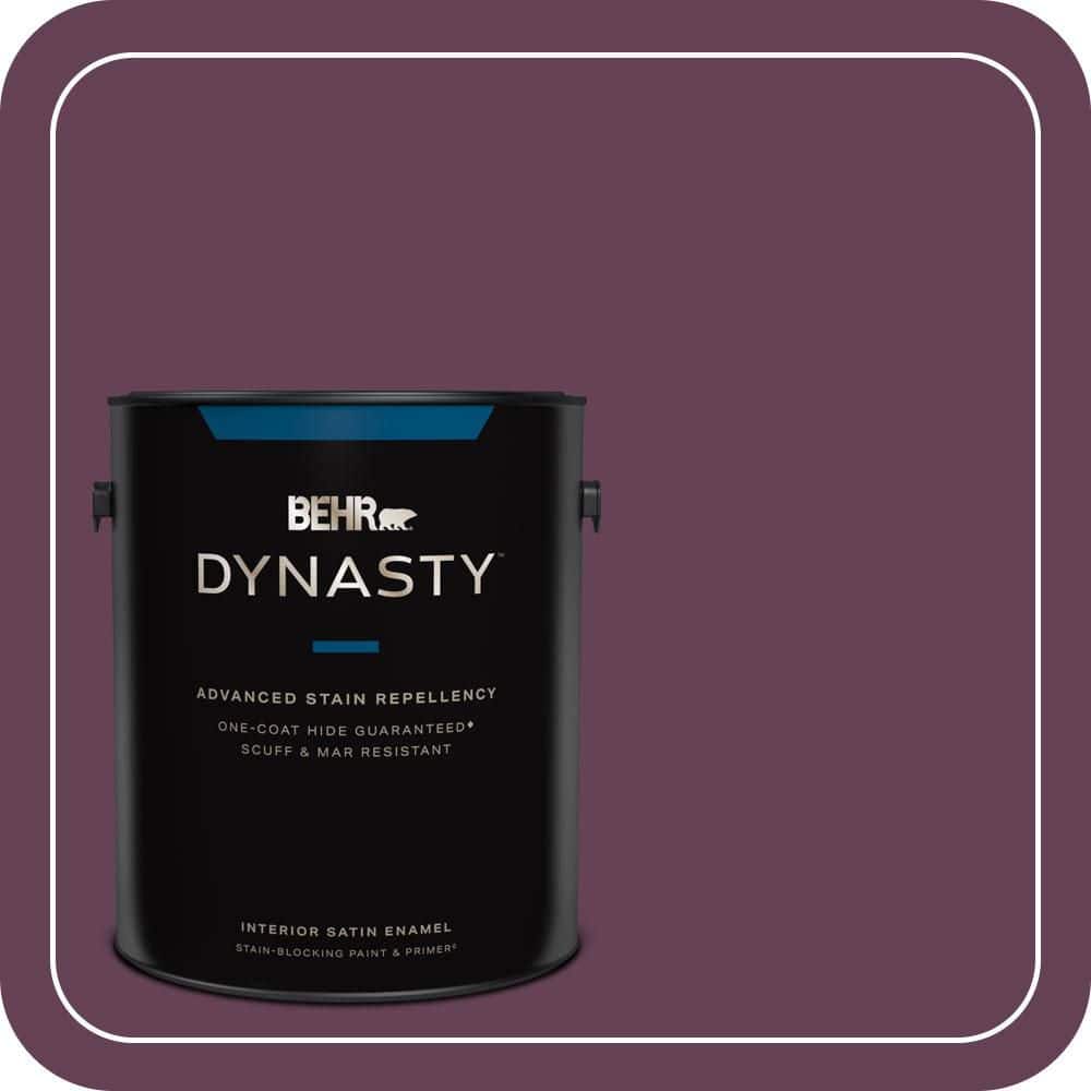 BEHR DYNASTY 1 gal. #S-G-690 Delicious Berry Satin Enamel Interior Stain-Blocking Paint and Primer