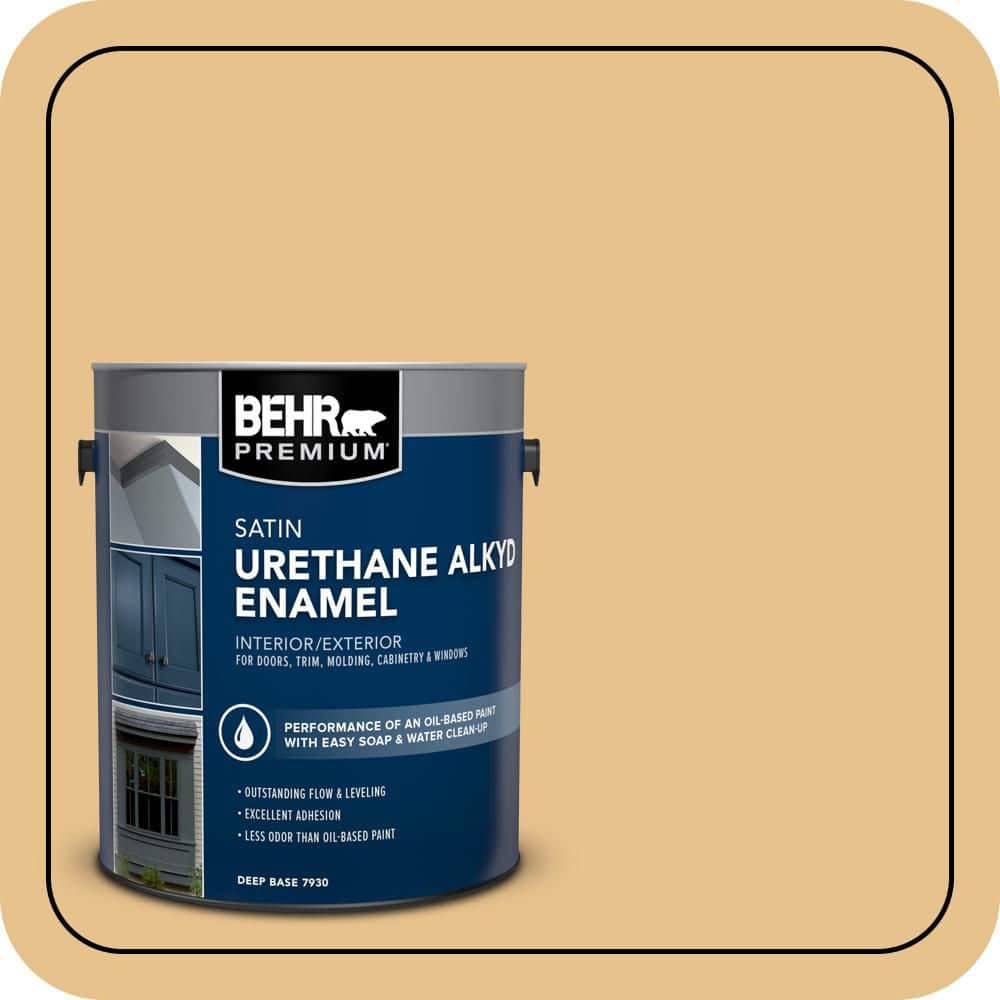BEHR PREMIUM 1 gal. #T17-02 Gold Hearted Urethane Alkyd Satin Enamel Interior/Exterior Paint