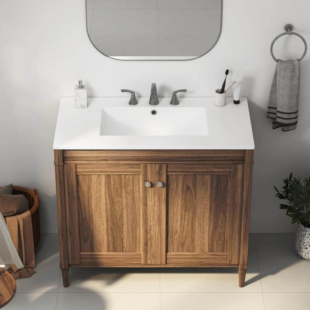 Eridanus Tucson 36 in. W 18 in. D Vitreous China Single Sink Vanity Top with 3-Faucet Holes (Sink Only) (3)