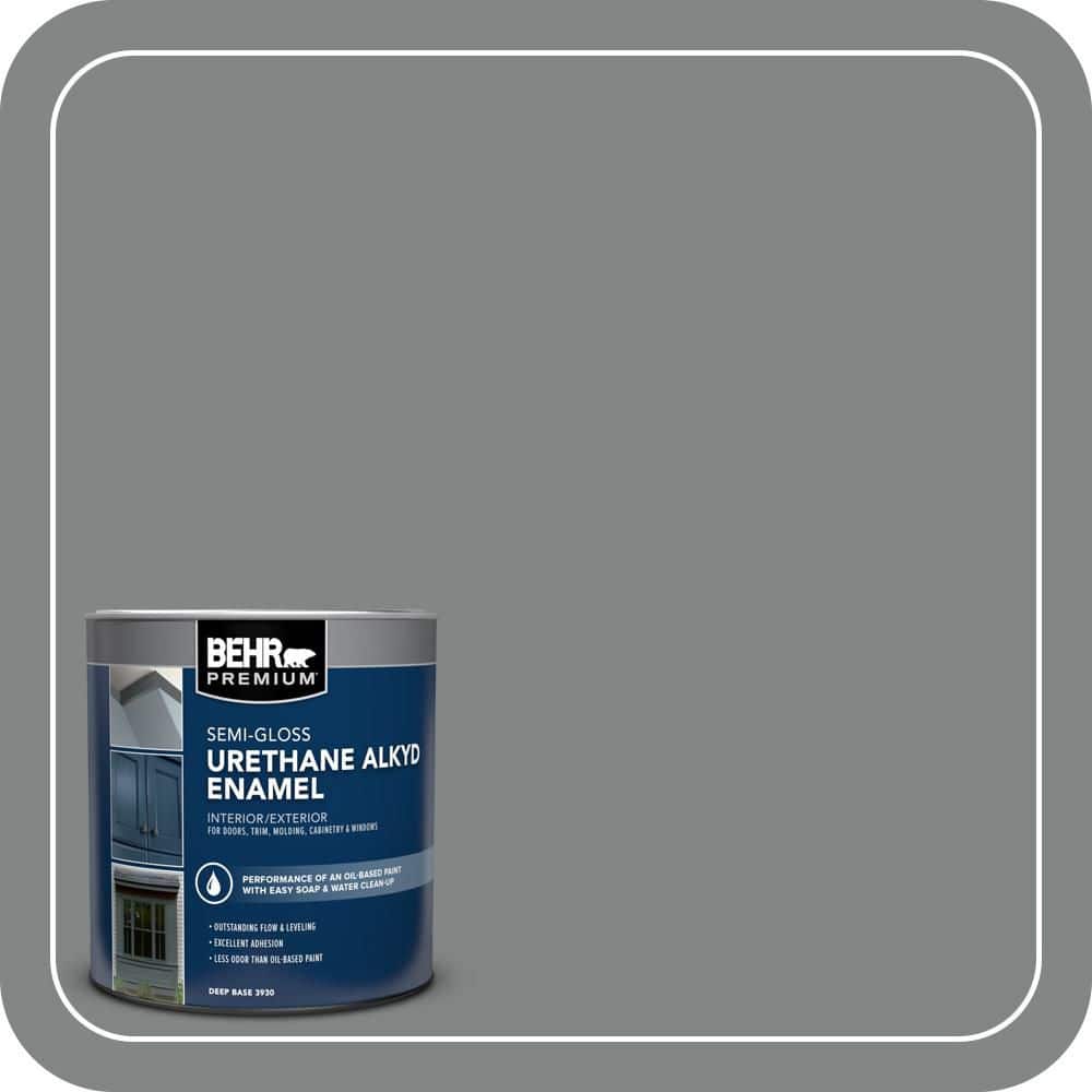 BEHR PREMIUM 1 qt. #6795 Slate Gray Semi-Gloss Enamel Urethane Alkyd Interior/Exterior Paint (1)