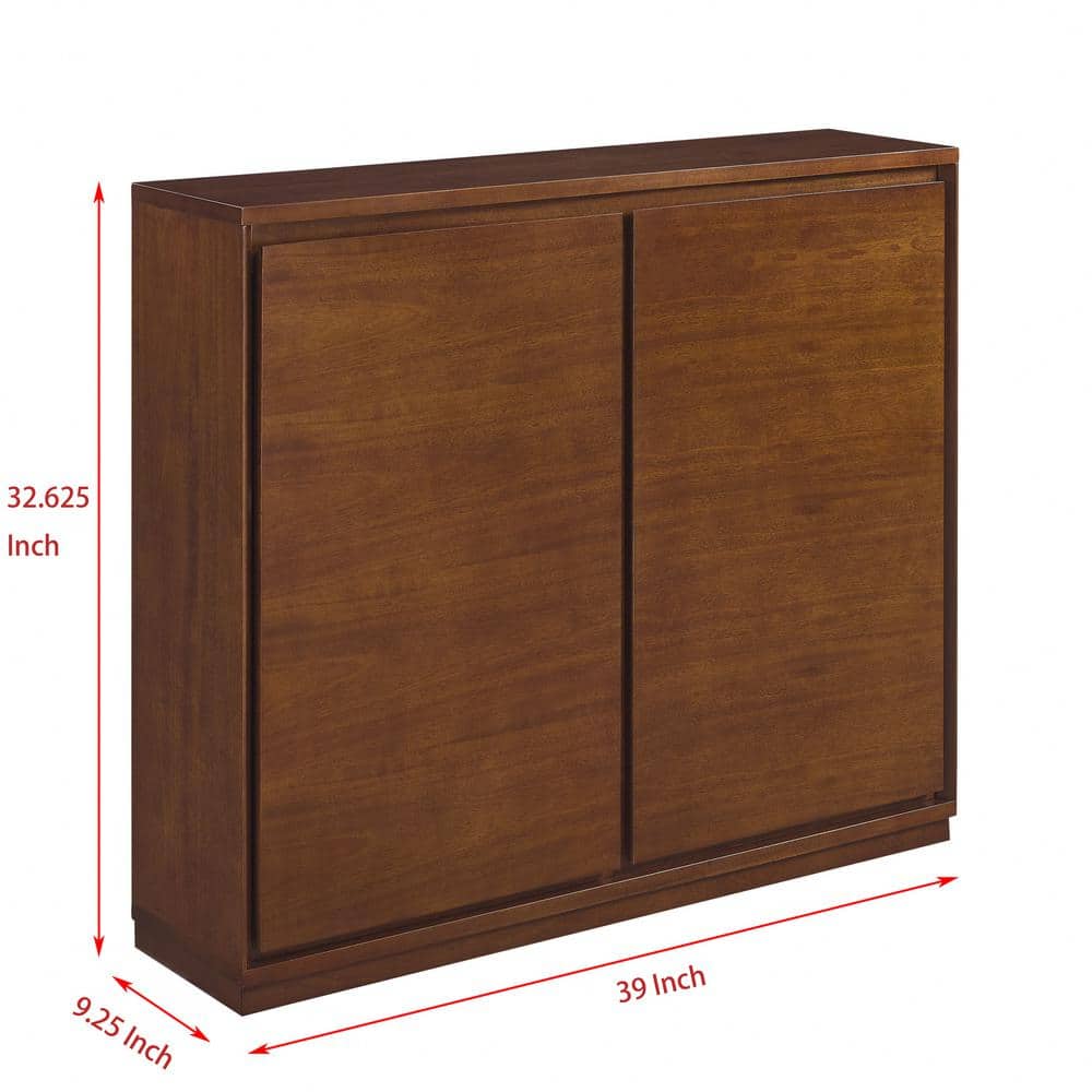 Unbranded 39 in. W x 9.25 in. D x 32.63 in. H Brown Linen Cabinet with 2-Outlet Holes, Storage Cabinet for Entryway, Hallway (3)