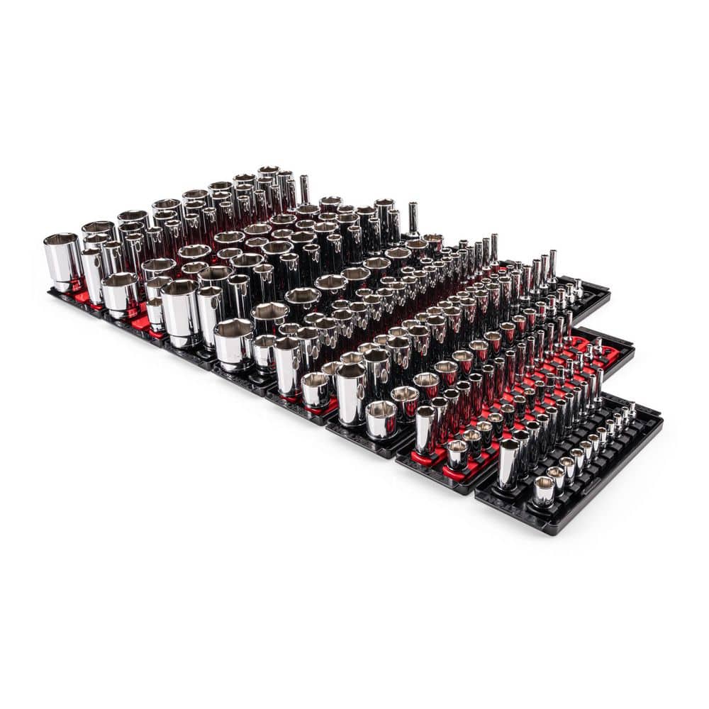 TEKTON 1/4,3/8,1/2 in. Drive 6-Point Socket Set with Rails (214-Piece) (1)