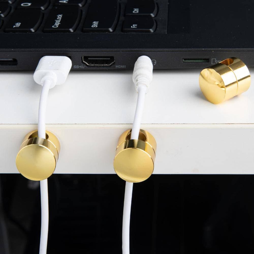 Unbranded 3-Piece Aluminum Cable Anchors for Desk with Adhesive 2-in-1 Cord Clips, 8 mm Cable Slot, Gun Metal (2)