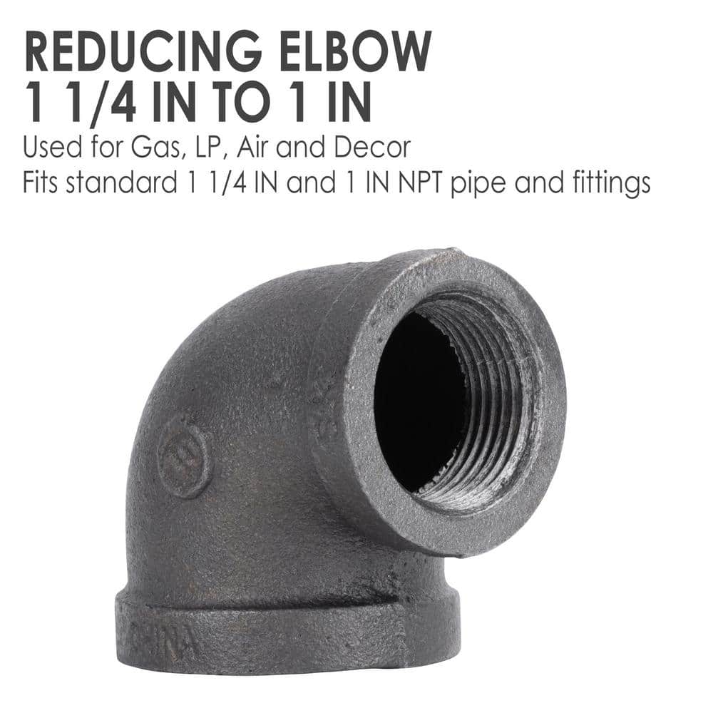 STZ 1-1/4 in. x 1 in. Black Iron 90° FPT x FPT Reducing Elbow (3)