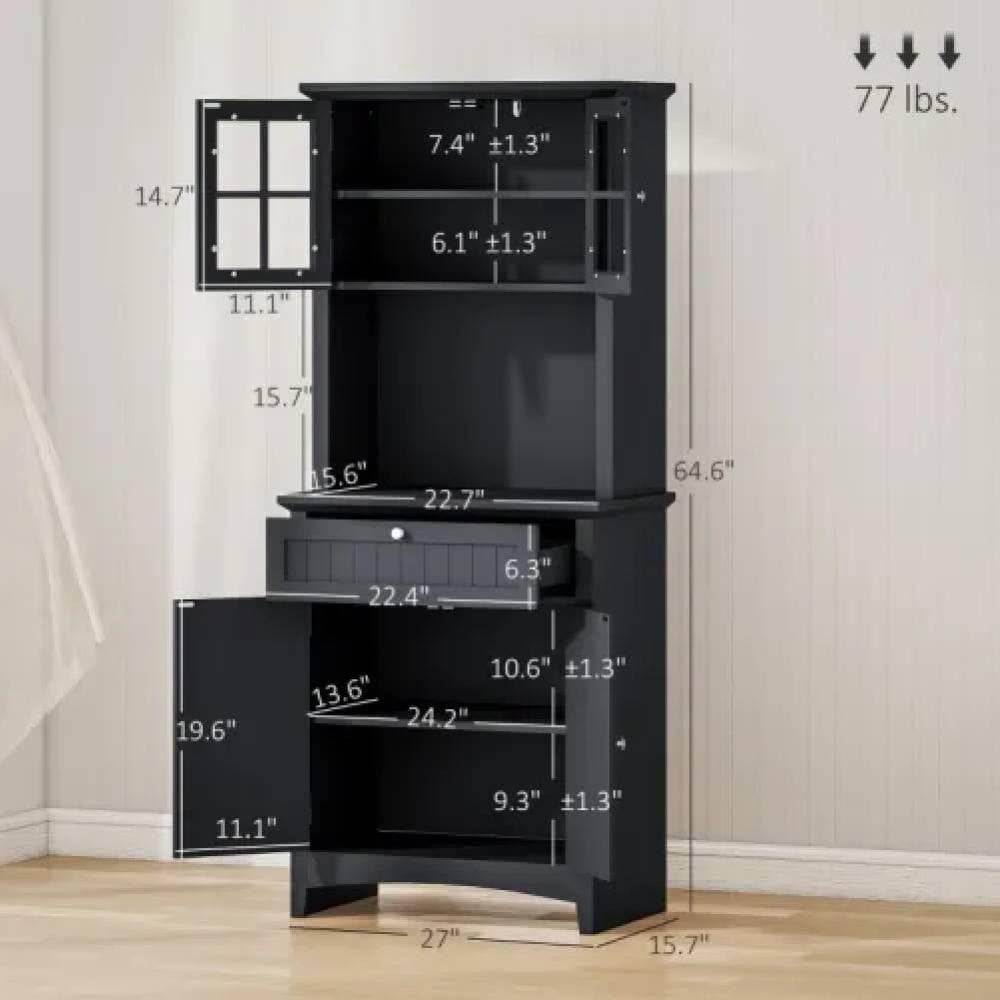 Unbranded 27 in. W x 15.8 in. D x 64.5 in. H Bathroom Black Linen Cabinet (2)