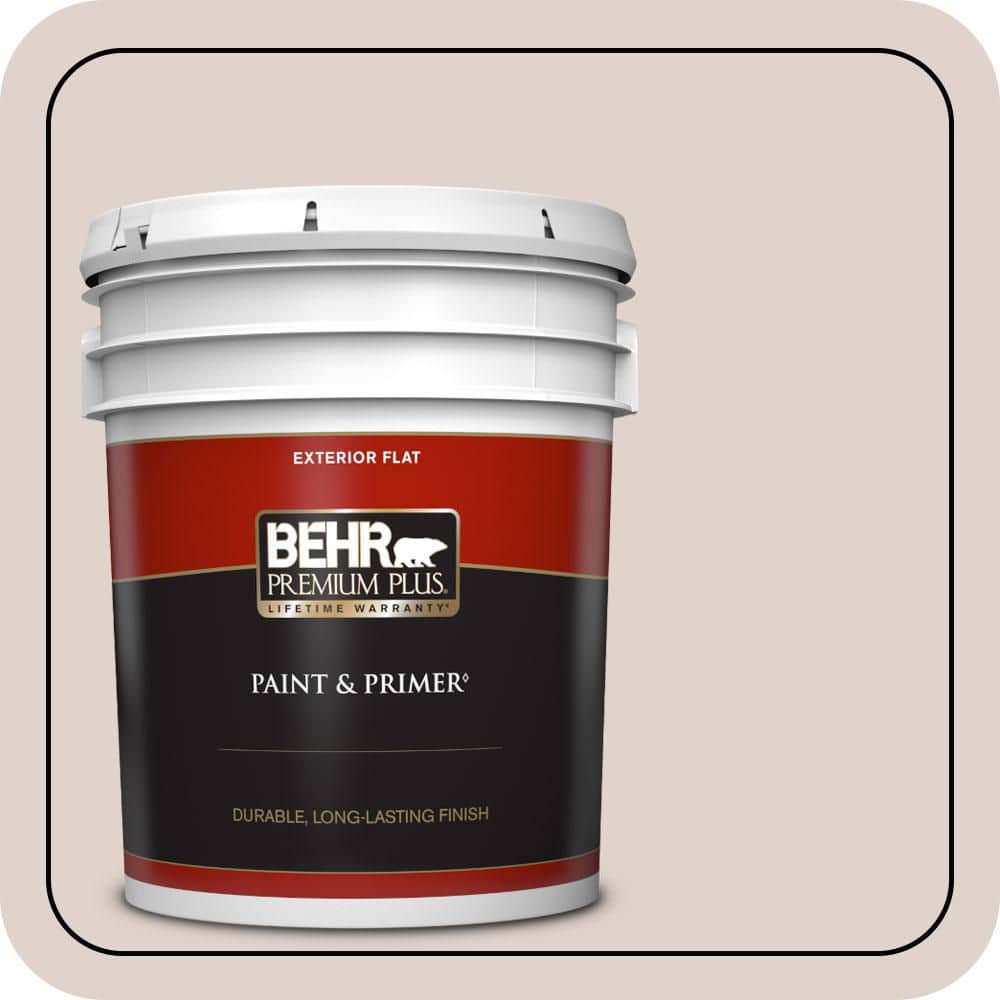 BEHR PREMIUM PLUS 5 gal. #MQ3-7 Vision of Light Flat Exterior Paint & Primer