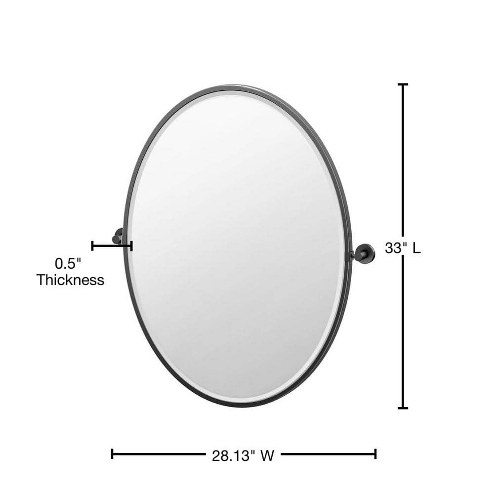 Gatco Glam 25 in. W x 33 in. H Framed Oval Beveled Edge Bathroom Vanity Mirror in Matte Black (2)