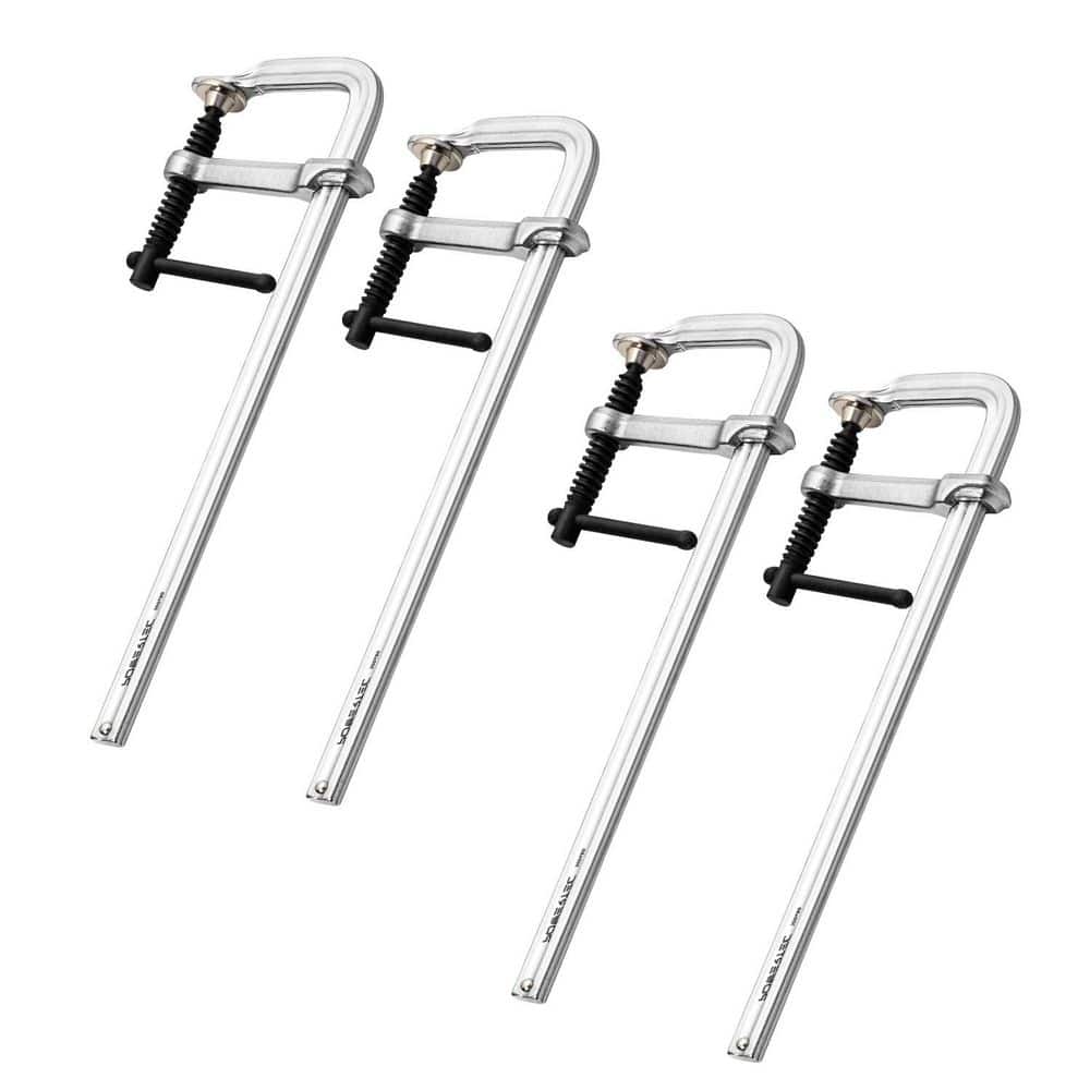 ‎POWERTEC 12 in. Heavy Duty F-Style Bar Clamps, 3-1/8 in. Throat Depth, 480 lb. Clamping Force, 11-13/16 in. Max. Opening (4-Pack) (1)