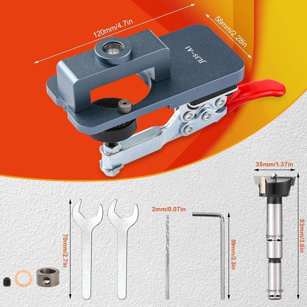 Unbranded 35MM Aluminum Alloy Concealed Hinge Jig with Quick Clamp Accurate Drill Guide for Cabinets Doors Hinges (1-Pack) (3)
