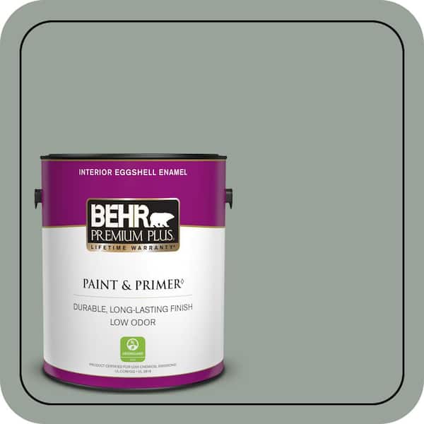 BEHR PREMIUM PLUS 1 gal. #700F-4 Pinedale Shores Eggshell Enamel Low Odor Interior Paint & Primer (2)