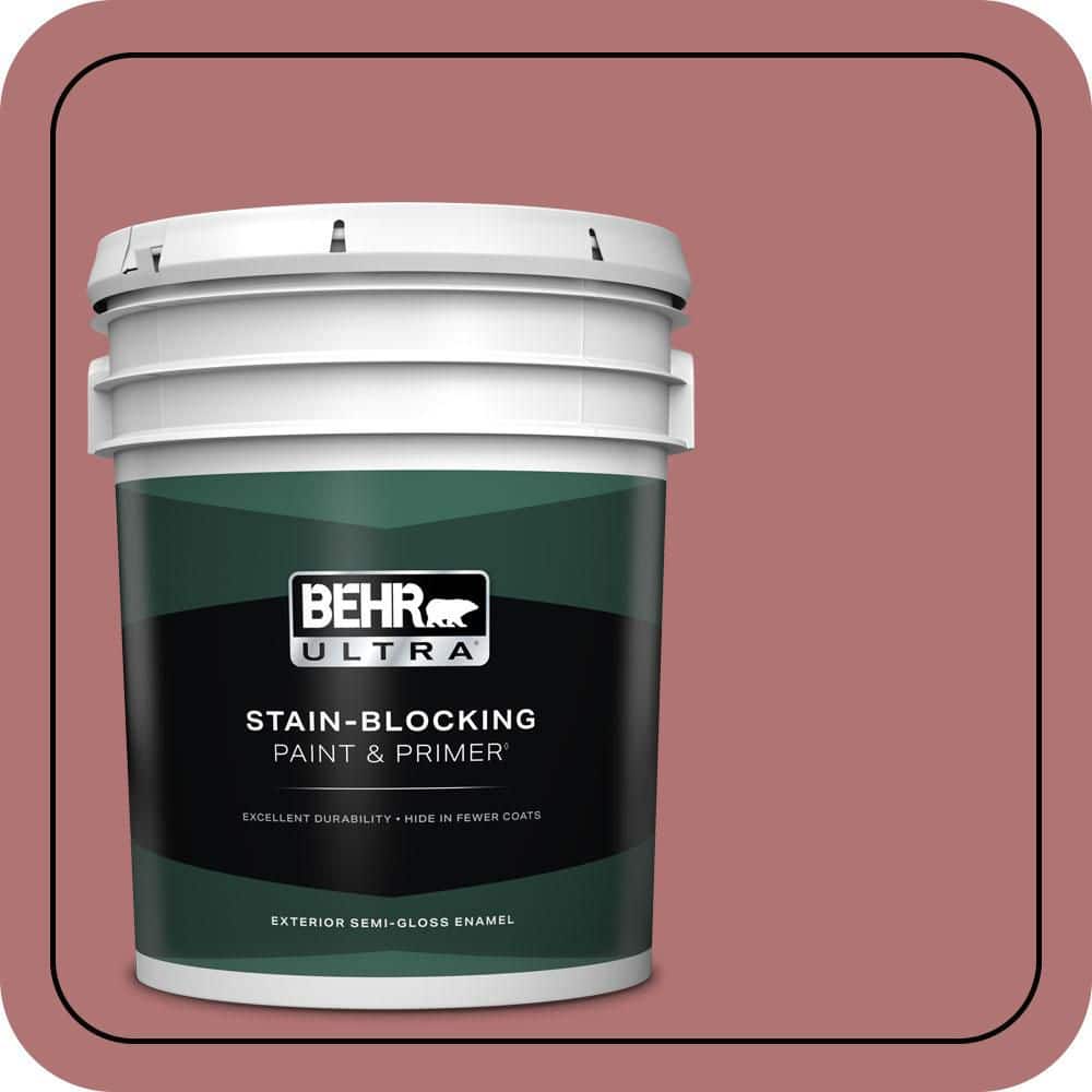 BEHR ULTRA 5 gal. #S140-5 Red Gerbera Semi-Gloss Enamel Exterior Paint & Primer