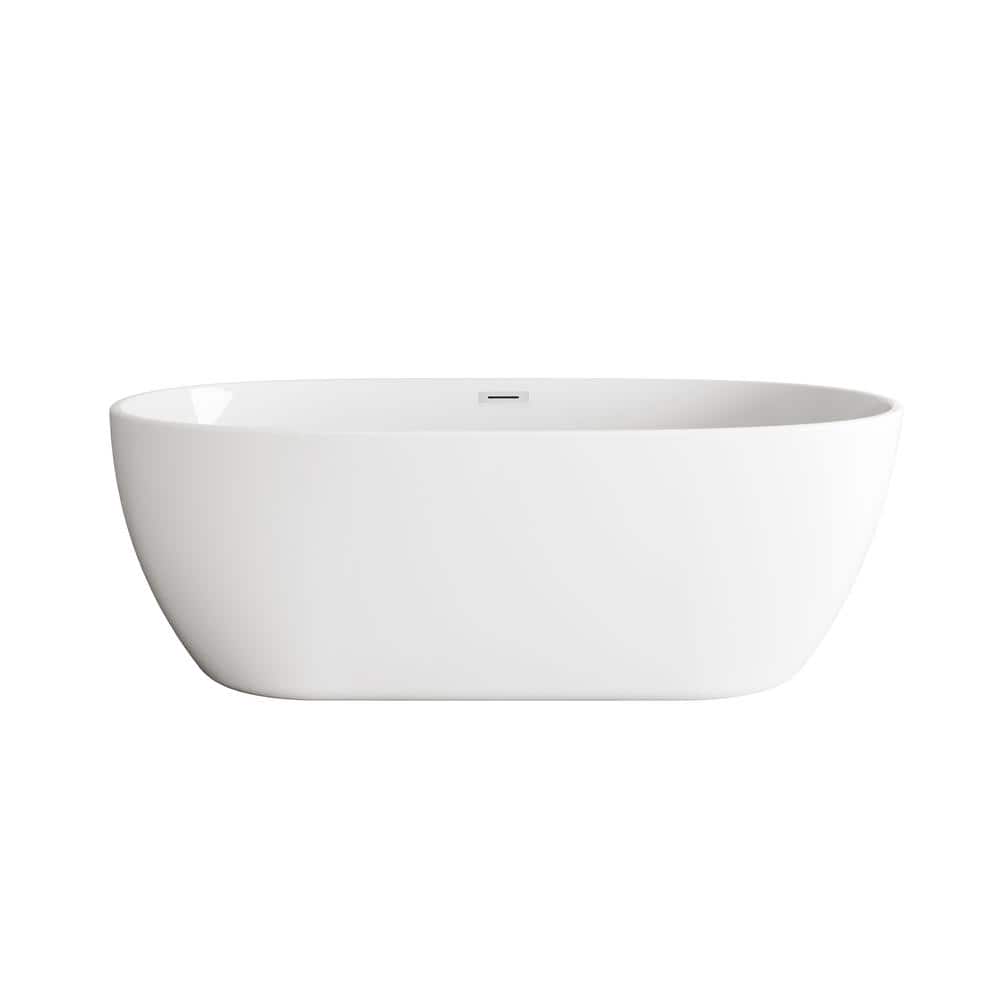 Unbranded Timeless Home 70 in. x 33.5 in. Soaking Bathtub with Center Drain in Glossy White