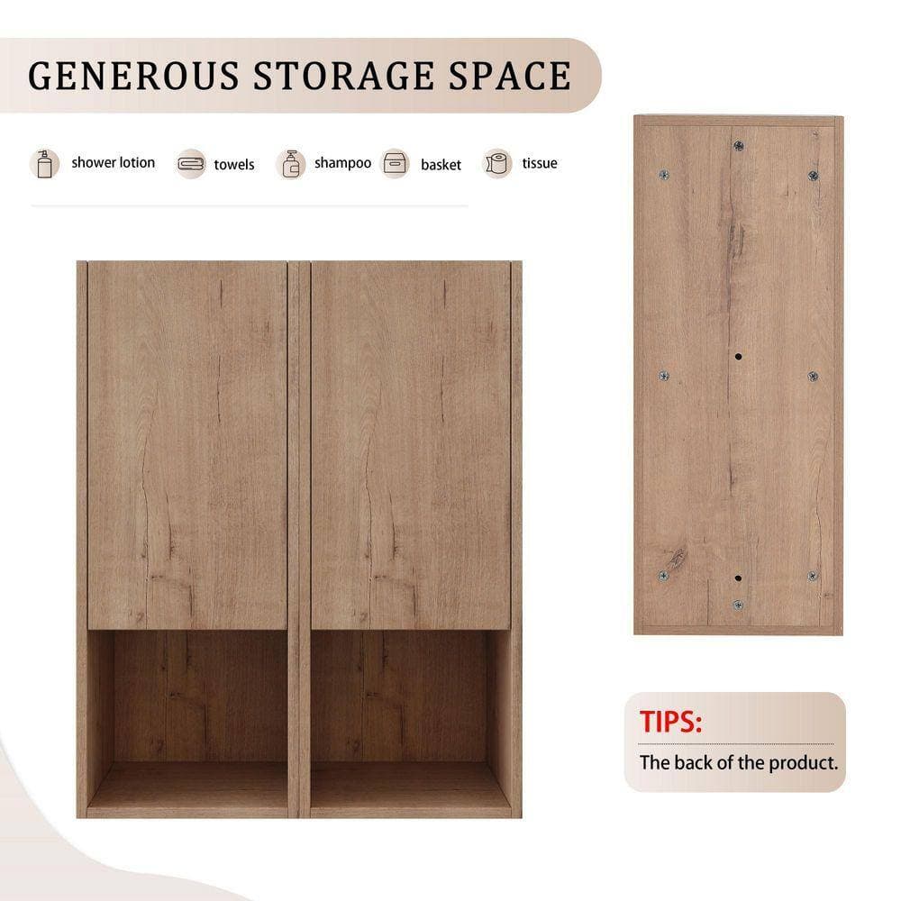 Modland Yunus 24 in. W x 9.81 in. D x 29.5 in. H Bathroom Storage Wall Cabinet in Imitative Oak (3)