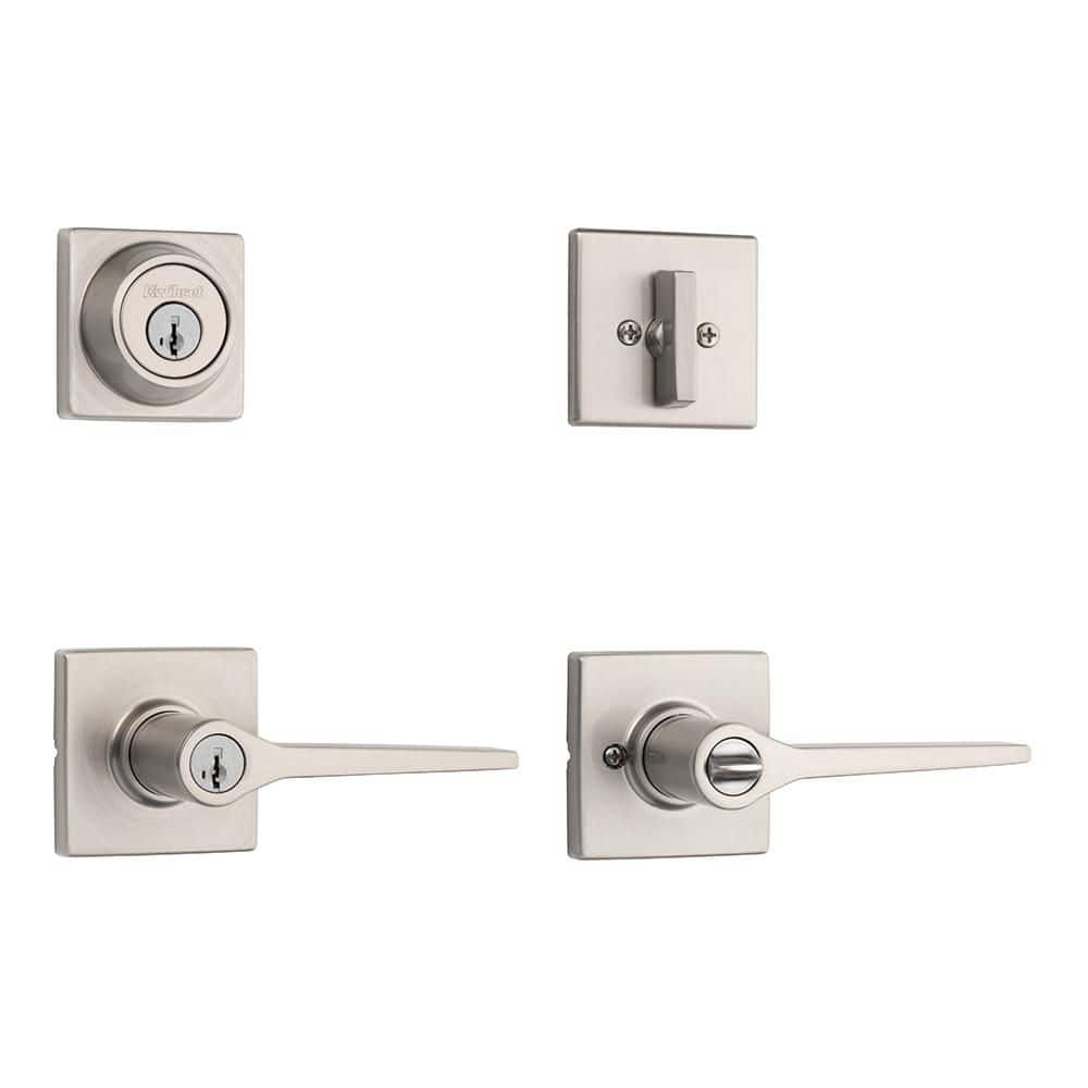 Kwikset Hollis Keyed Entry Door Lever and Single Cylinder Deadbolt Combo Pack SmartKey Security