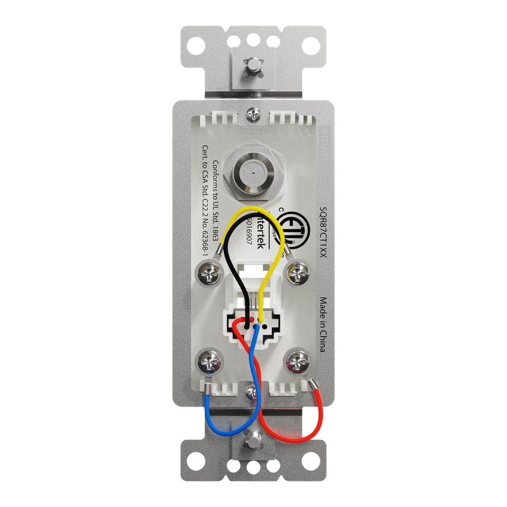 Square D X Series 1-Gang Standard Combination RJ 11 Telephone Jack CATV F Coupler Decorator Strap Metal Wall Plate Matte White (3)
