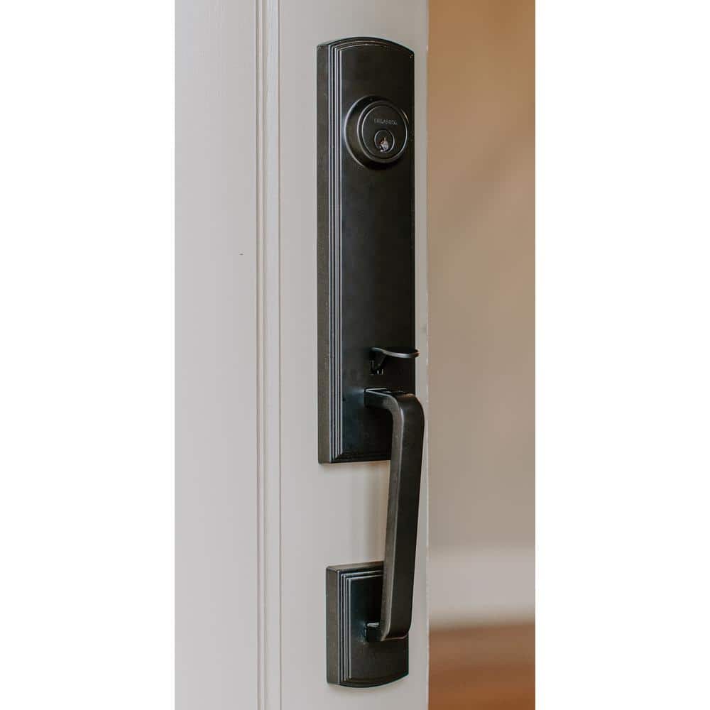 DELANEY HARDWARE Italian Collection Briona Black Dummy Door Handleset with Canova Interior Right-Hand (2)