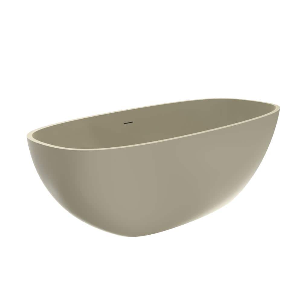 JimsMaison 66.90 in. x 29.50 in. Solid Surface Freestanding Soaking Bathtub in khaki (1)