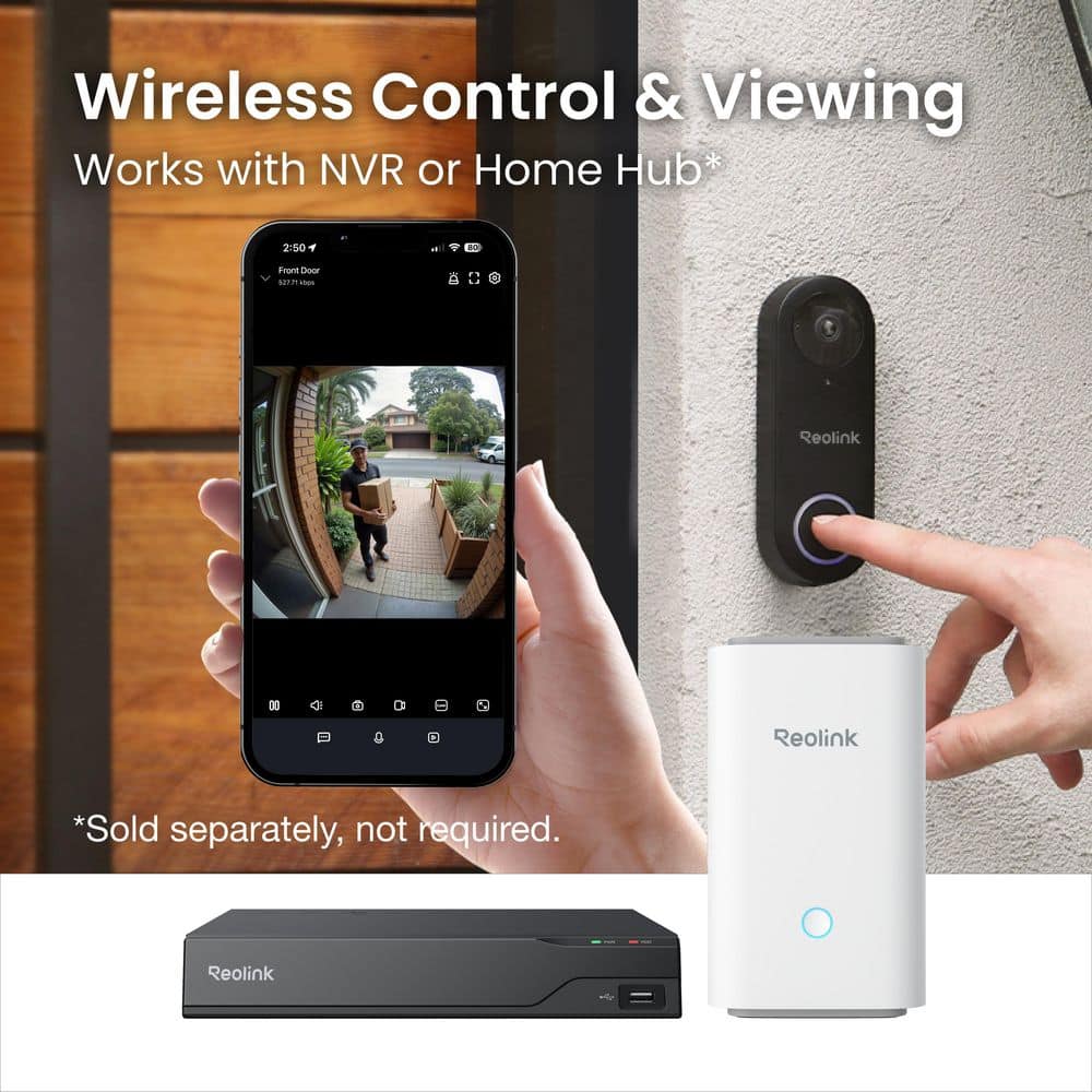 REOLINK D340P Wired PoE Video Doorbell Camera 2K+ 5MP with Chime, Pre-Record, 2-Way Talk, Works with NVRs, Black (2)