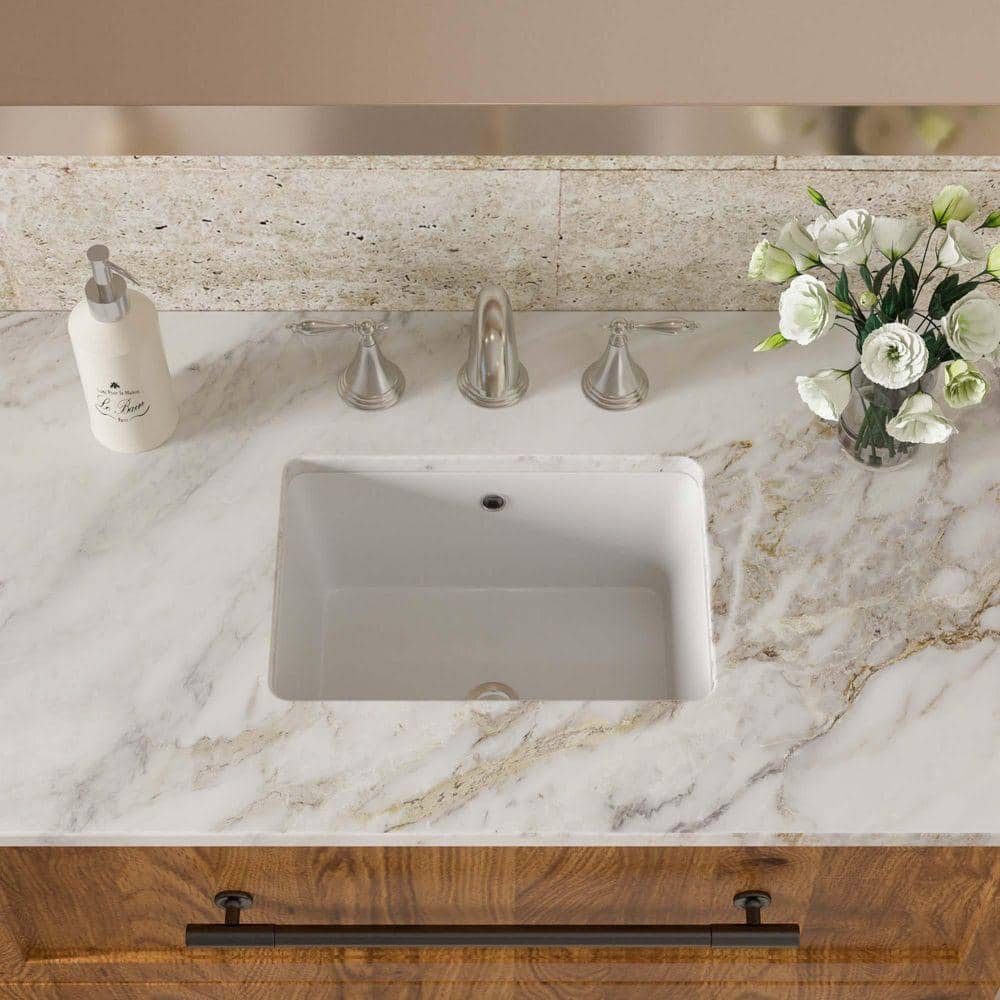 XUJMK 18 in. Undermount Rectangular Bathroom Sink with Overflow in White Ceramic, 18 in. x 12 in. White Ceramic Bathroom Sink (2)