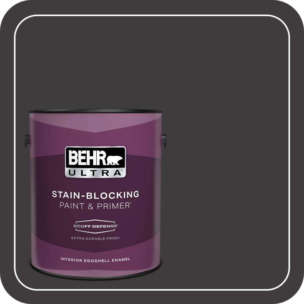 BEHR ULTRA 1 gal. #T13-3 Black Lacquer Extra Durable Eggshell Enamel Interior Paint & Primer
