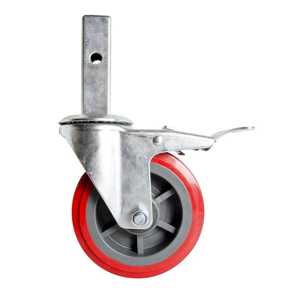 MetalTech 6 in. Scaffold Caster Wheel in Galvanized Steel, Heavy Duty, with Double Locking Pin for Buildman 6 ft. Baker Scaffold