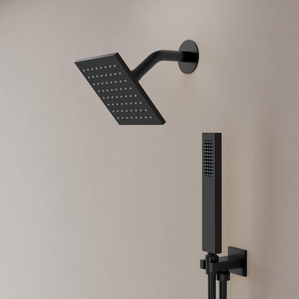 GRANDJOY 12 in. Mood Light Quadruple Handles 3-Spray Shower Faucet 2.5 GPM with LED, Anti Scald in Matte Black (3)
