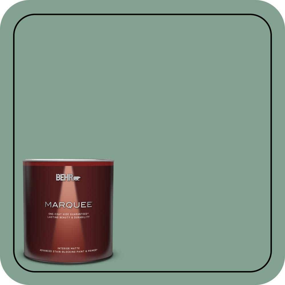 BEHR MARQUEE 1 Qt. #MQ6-11 Mossy Bench One-Coat Hide Matte Interior Paint & Primer