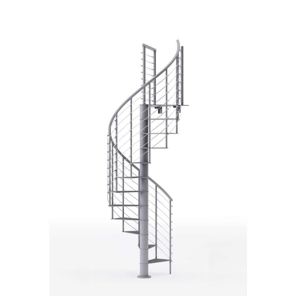 Mylen STAIRS Hayden Gray Interior 42in Diameter, Fits Height 110.5in - 123.5in, 1 36in Tall Platform Rail Spiral Staircase Kit (1)