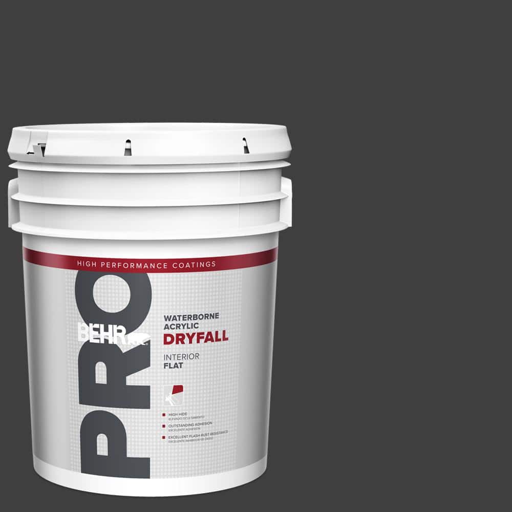 BEHR PRO 5 gal. Black Flat Waterborne Acrylic Dryfall Interior Paint (1)