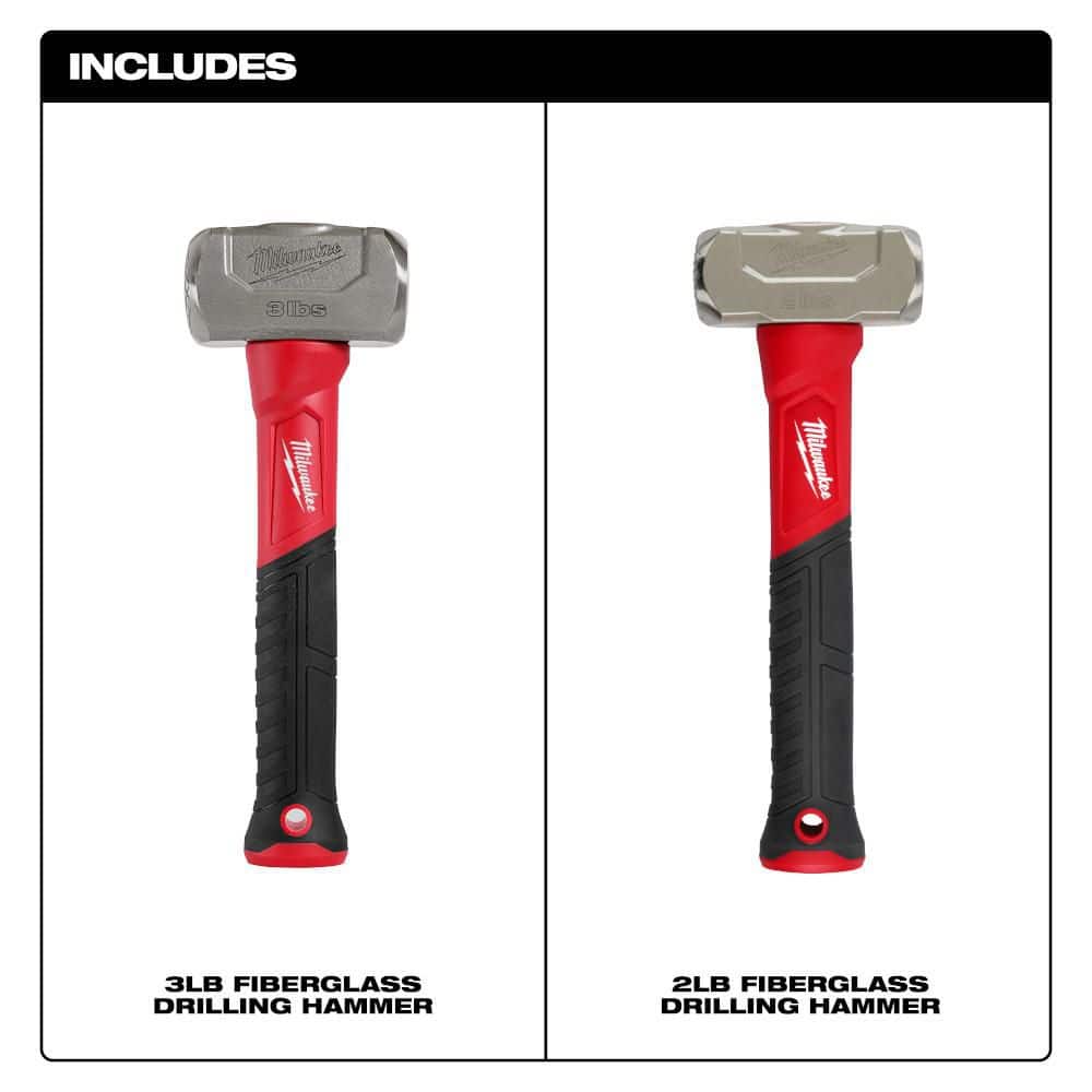 Milwaukee 2 lbs. and 3 lbs. Fiberglass Drilling Hammer (2-Pack) (2)