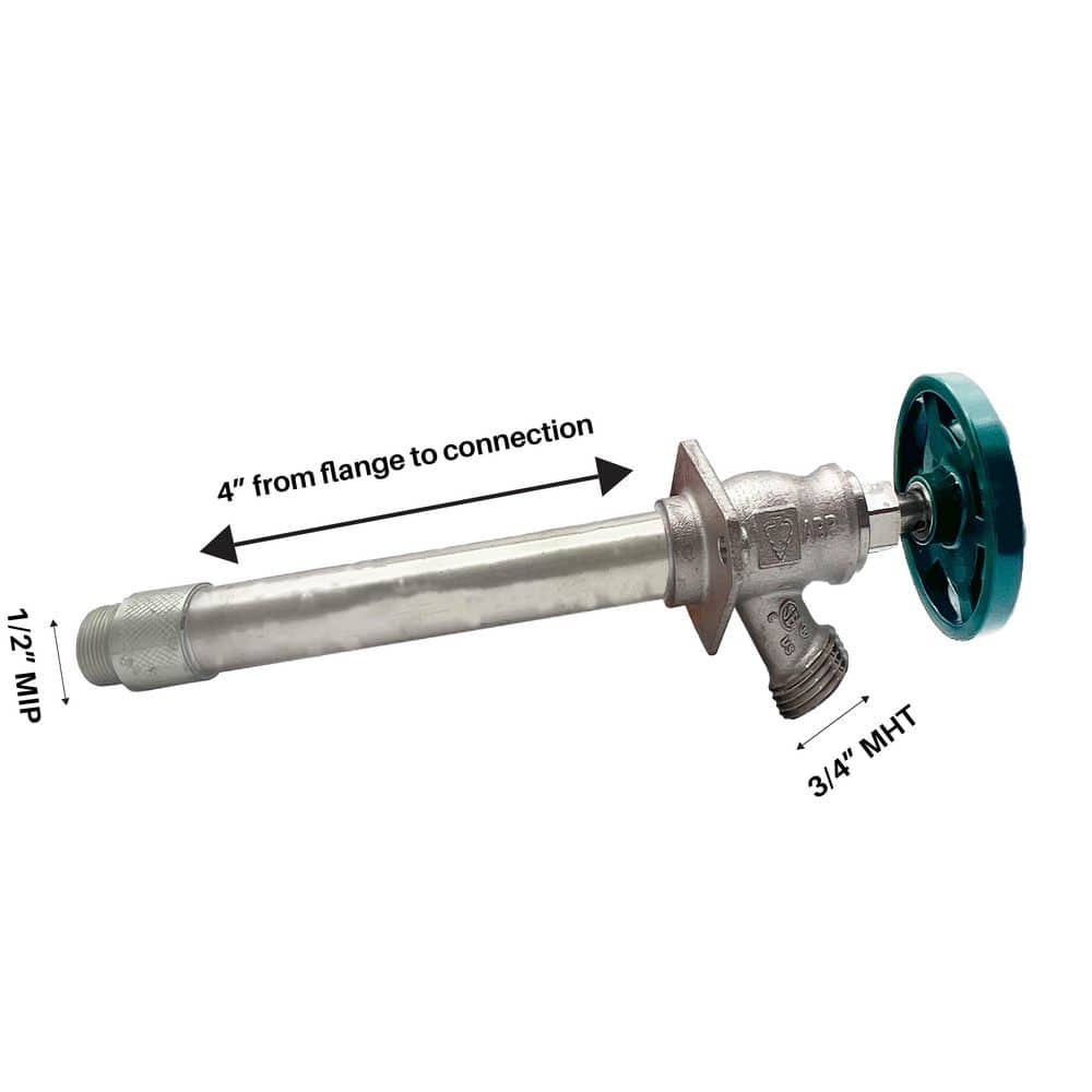 Arrowhead Brass 1/2 in. MIP x 3/4 in. MHT 4 in. Lead Free Anti-Siphon Frost-Free HEAVY-DUTY Wall Faucet, Vacuum Breaker-Stainless Steel (3)
