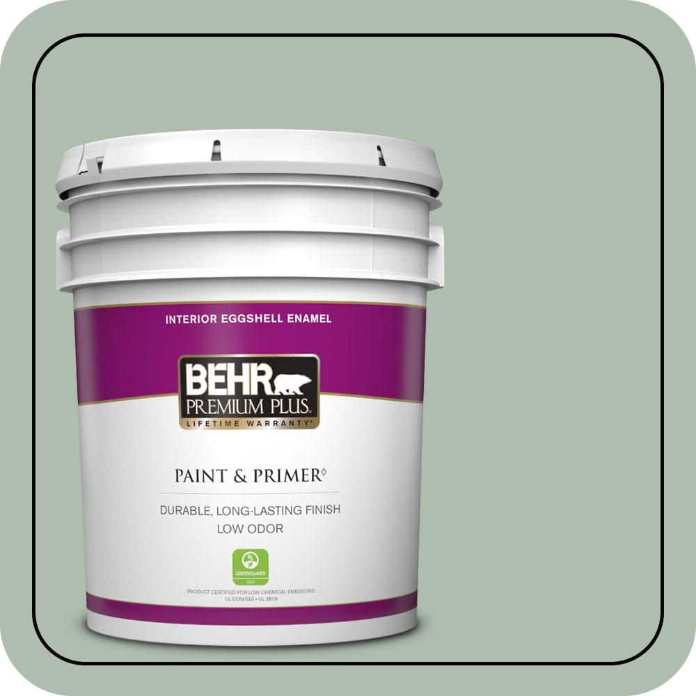 BEHR PREMIUM PLUS 5 gal. #450E-3 Southern Breeze Eggshell Enamel Low Odor Interior Paint & Primer