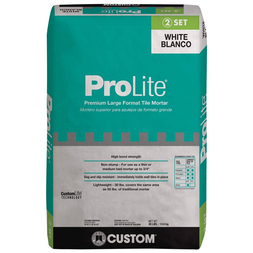 Custom Building Products ProLite 30 lb. White Premium Lightweight Large Format Mortar for Tile and Stone (2)