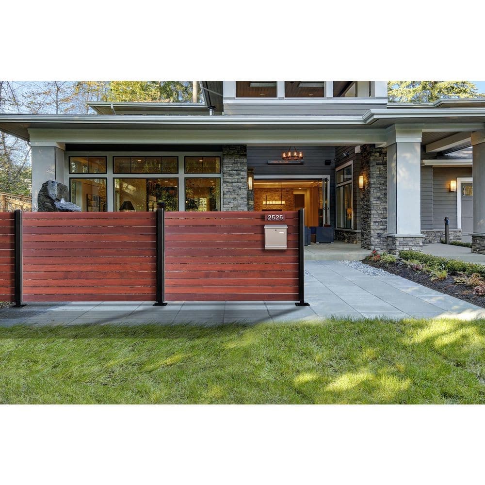 OUTDECO 52 in. x 2 in. x 2 in. Black Galvanized Steel Fence Post and Welded Base Plate (Privacy Panels and Slat Fence Installs) (2)