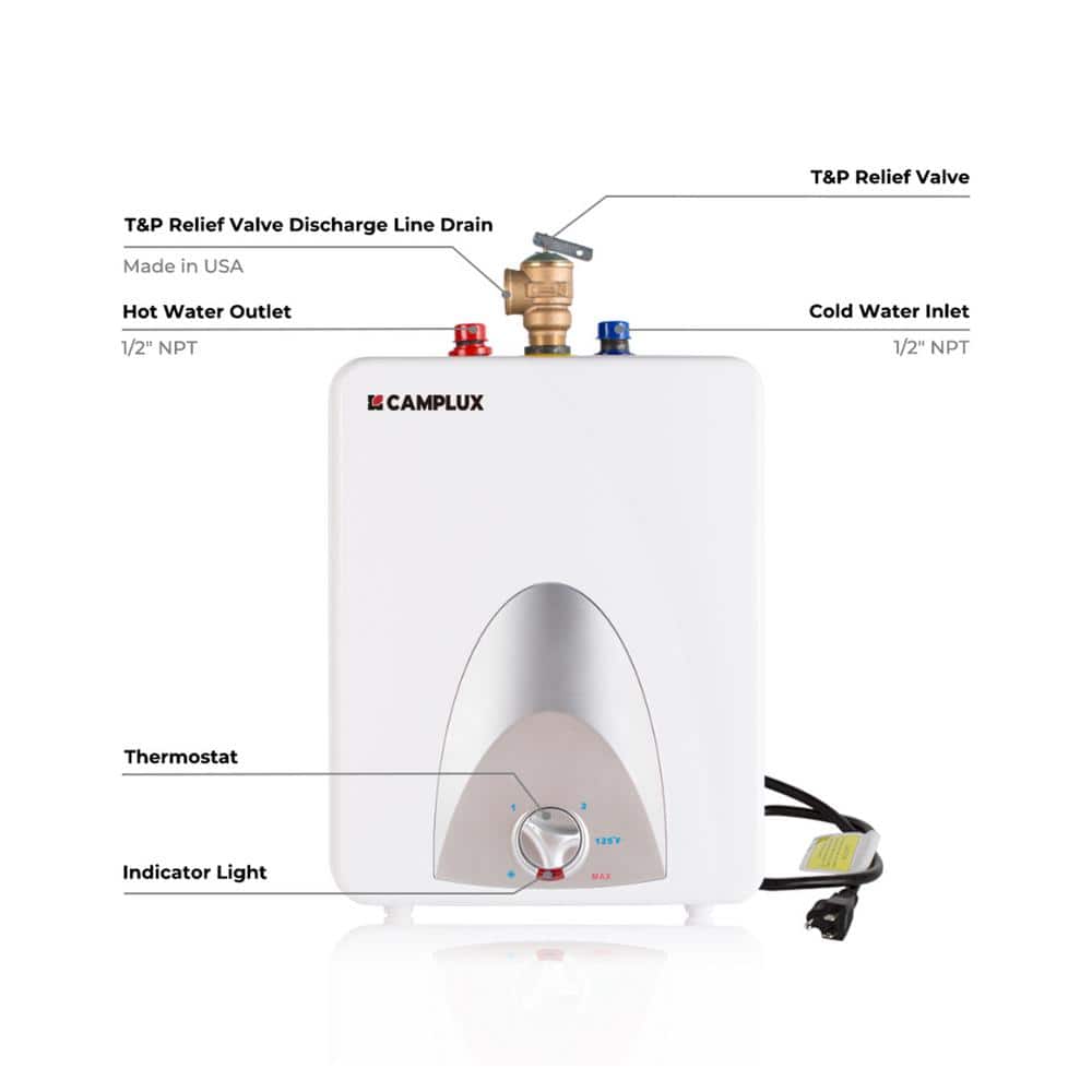 CAMPLUX 2.5 Gal. Compact Point of Use Mini Tank Electric Water Heater Element with 6-Years Warranty ME25 (3)